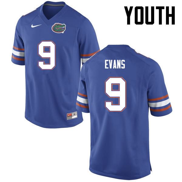 NCAA Florida Gators Josh Evans Youth #9 Nike Blue Stitched Authentic College Football Jersey PNK1764WI